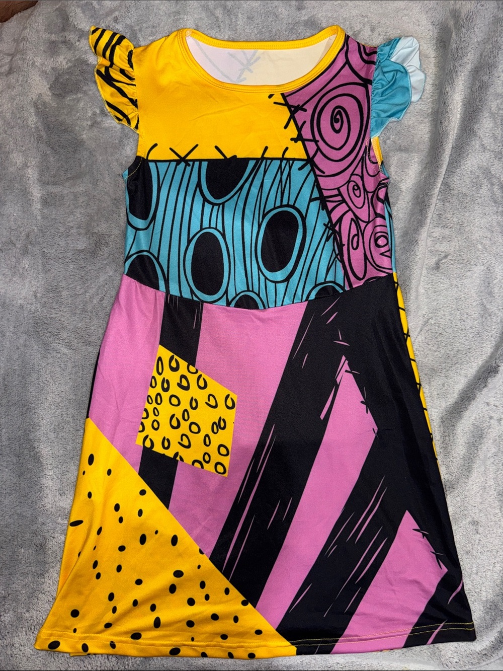 🏰5 for $25🏰 Sally’s Colorblock Patchwork Print Dress - Yellow, Pink, Blue